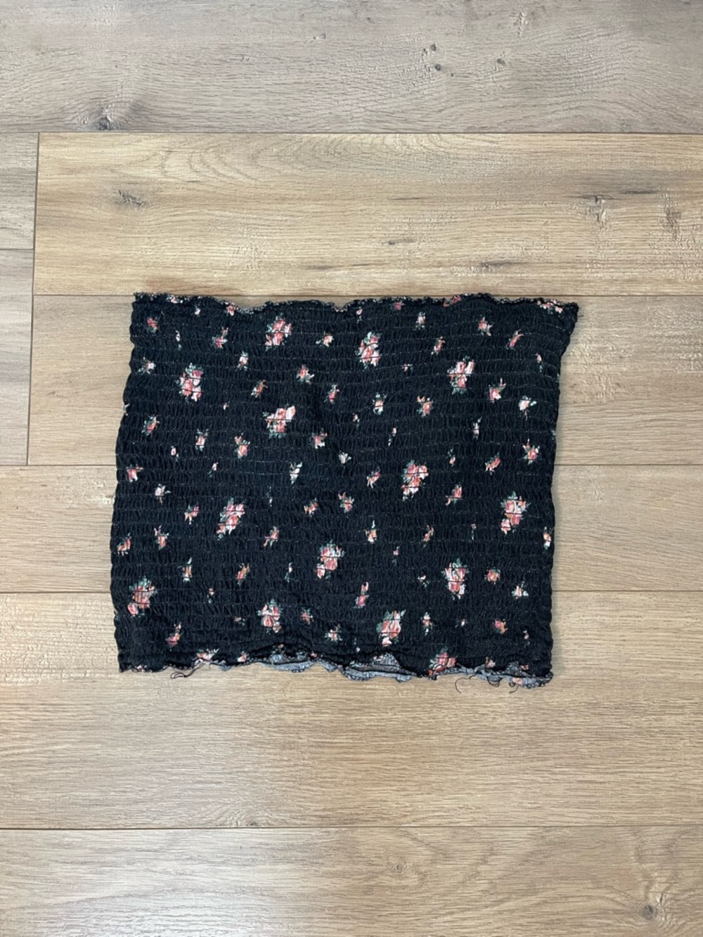 Black Floral Smocked Tube Top